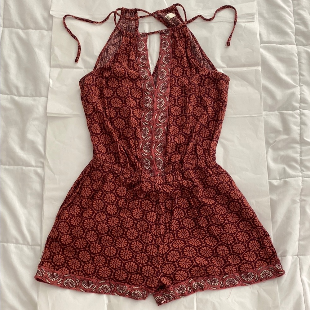 Aeropostale Burgundy Floral Romper